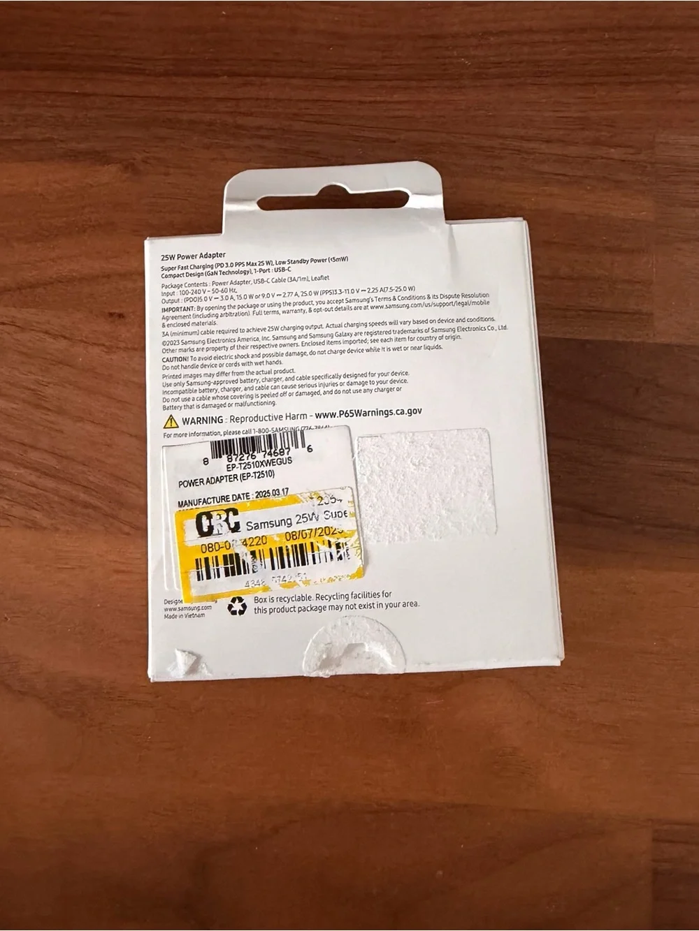 SAMSUNG 25w Power Adapter and Cable